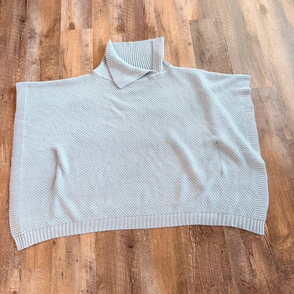 Baby Blue metallic OSFA cowl neck poncho sweater